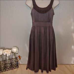 Soprano Brown Beaded Neckline Dress